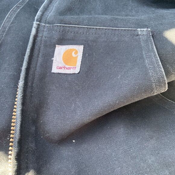 Carhartt Hooded Jacket Mens 3XL Tall Black Quilt-Lined Canvas Workwear Black - Picture 4 of 7